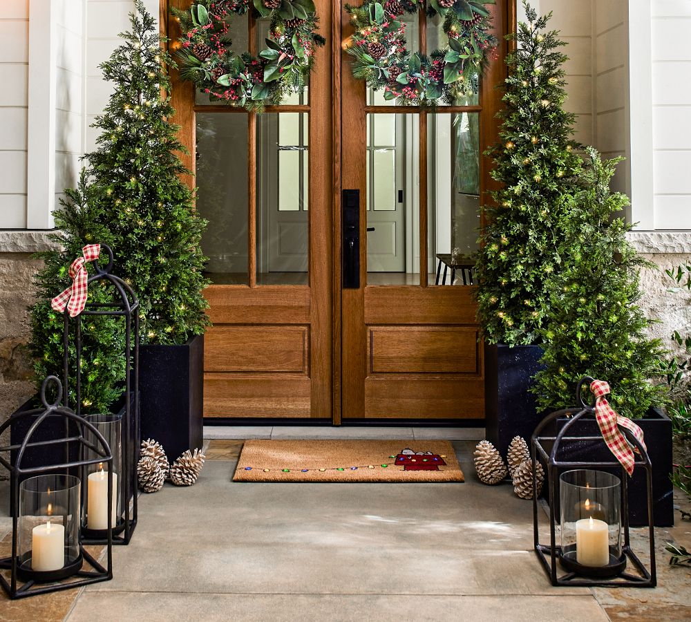 Pre-Lit Faux Pine & Berries Wreath & Garland | Pottery Barn