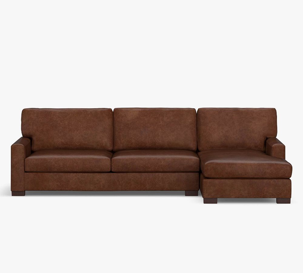 Turner Square Arm Leather Sofa Chaise Sectional Pottery Barn