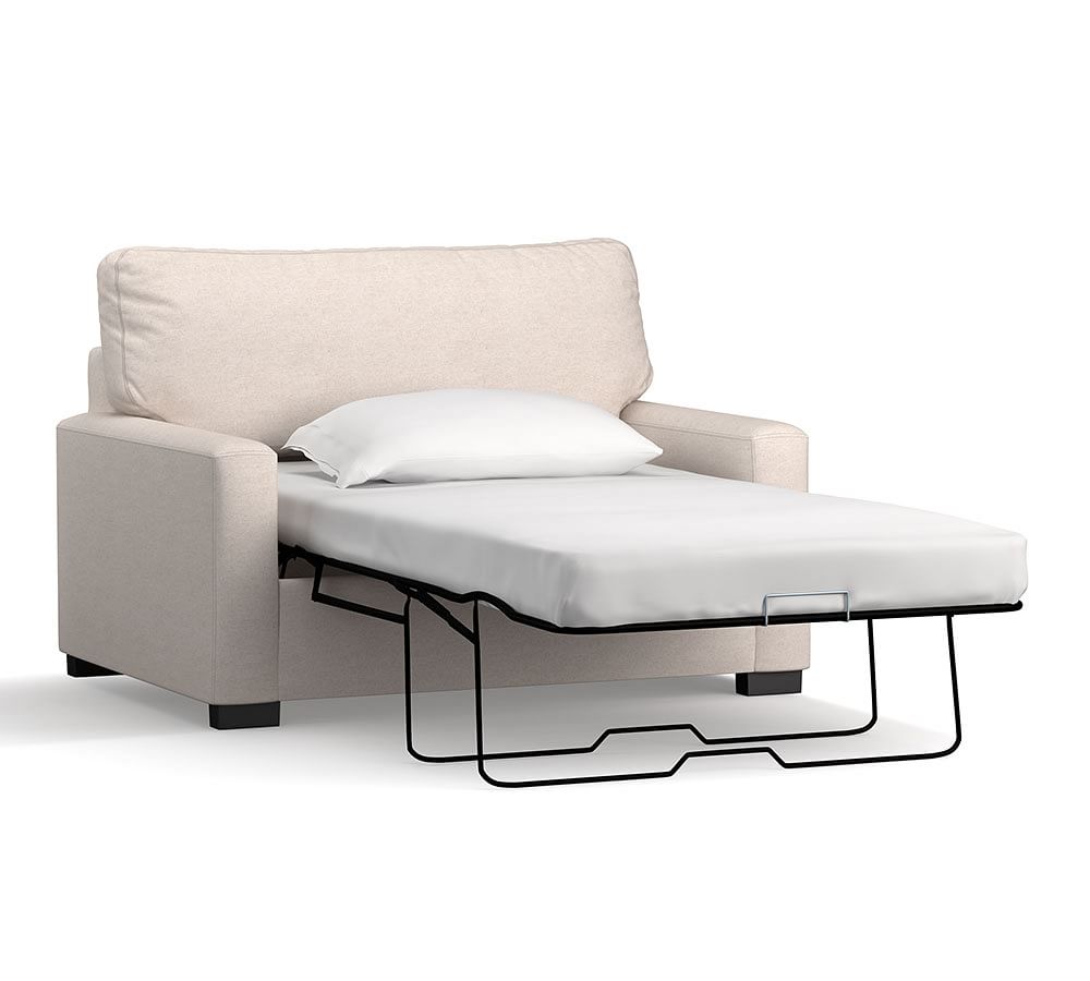 Turner Square Arm Upholstered Twin Sleeper Sofa with Memory Foam