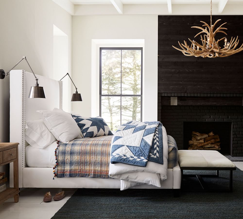 Harper Upholstered NonTufted Tall Bed Pottery Barn