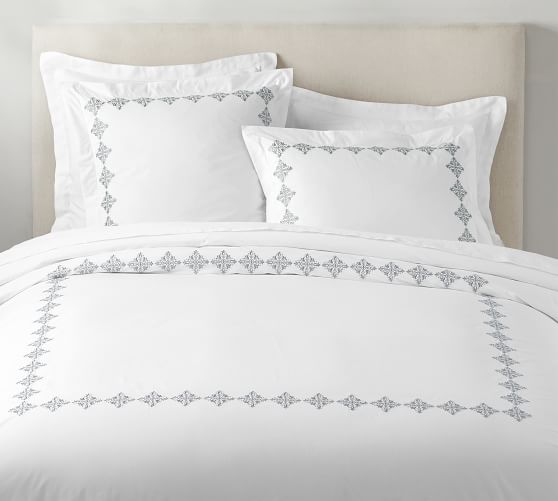 eyelet embroidered duvet cover