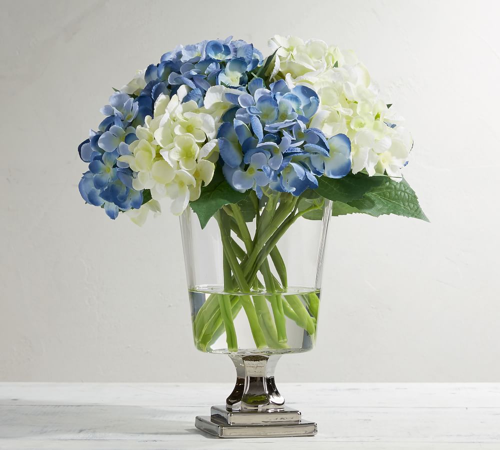 Faux Petite Hydrangea Arrangement Artificial Flowers Pottery Barn