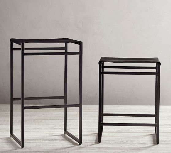 black leather backless counter stools