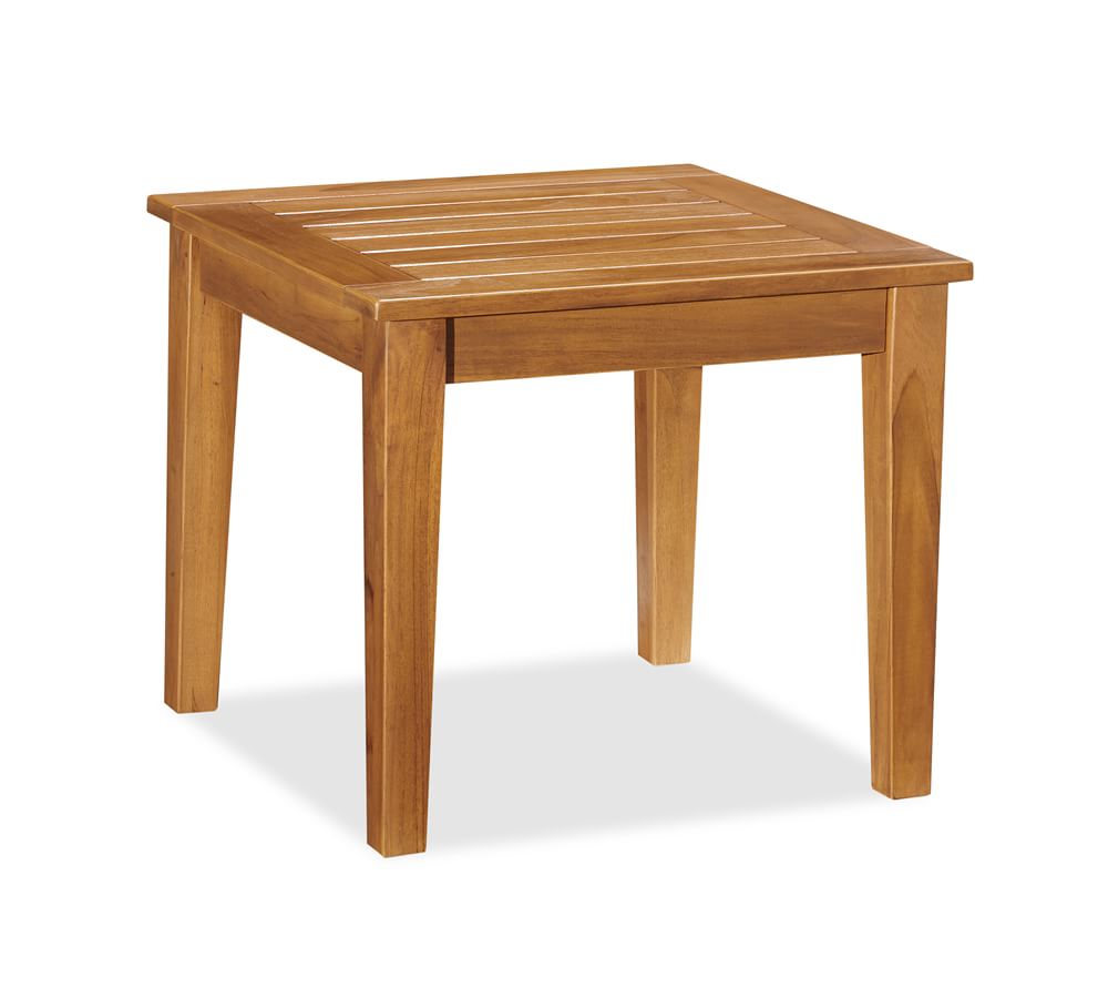 Hampstead Teak Outdoor Side Table Honey Pottery Barn