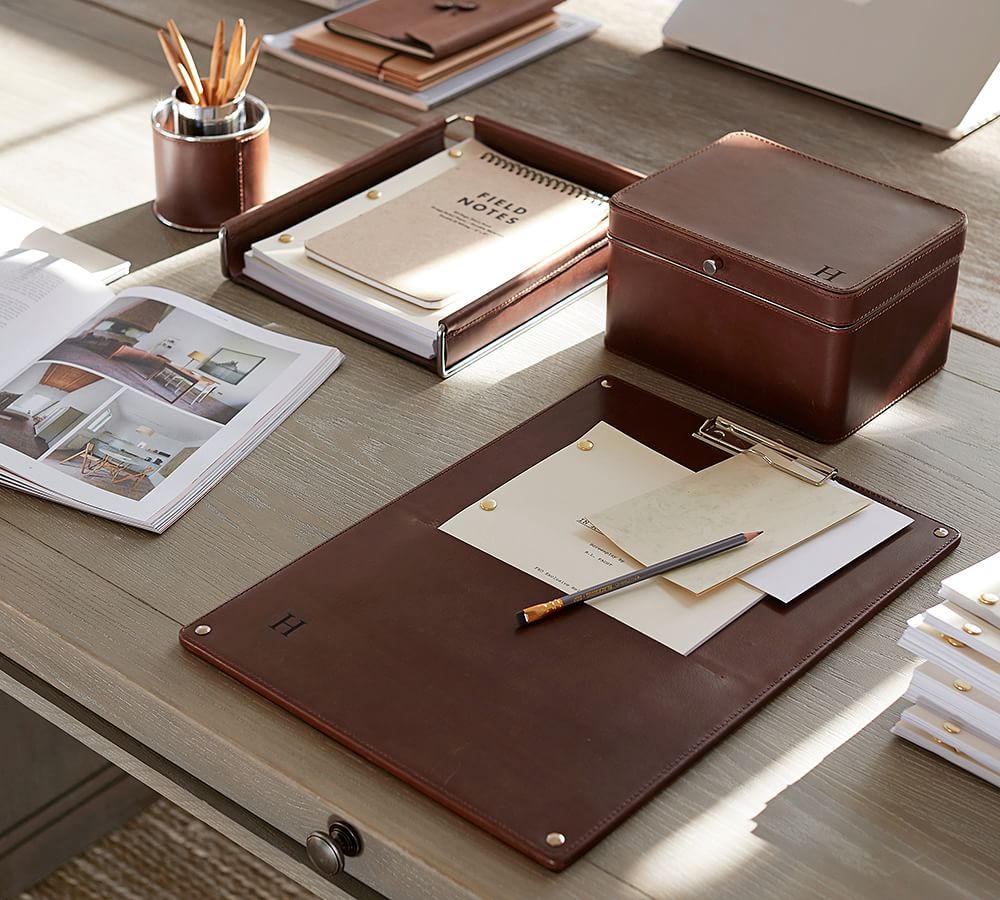 Drake Leather Paper Tray Pottery Barn
