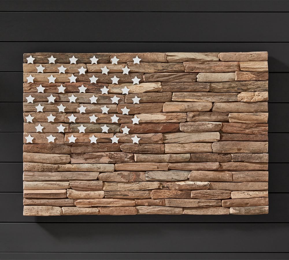 Driftwood American Flag Wall Art Pottery Barn