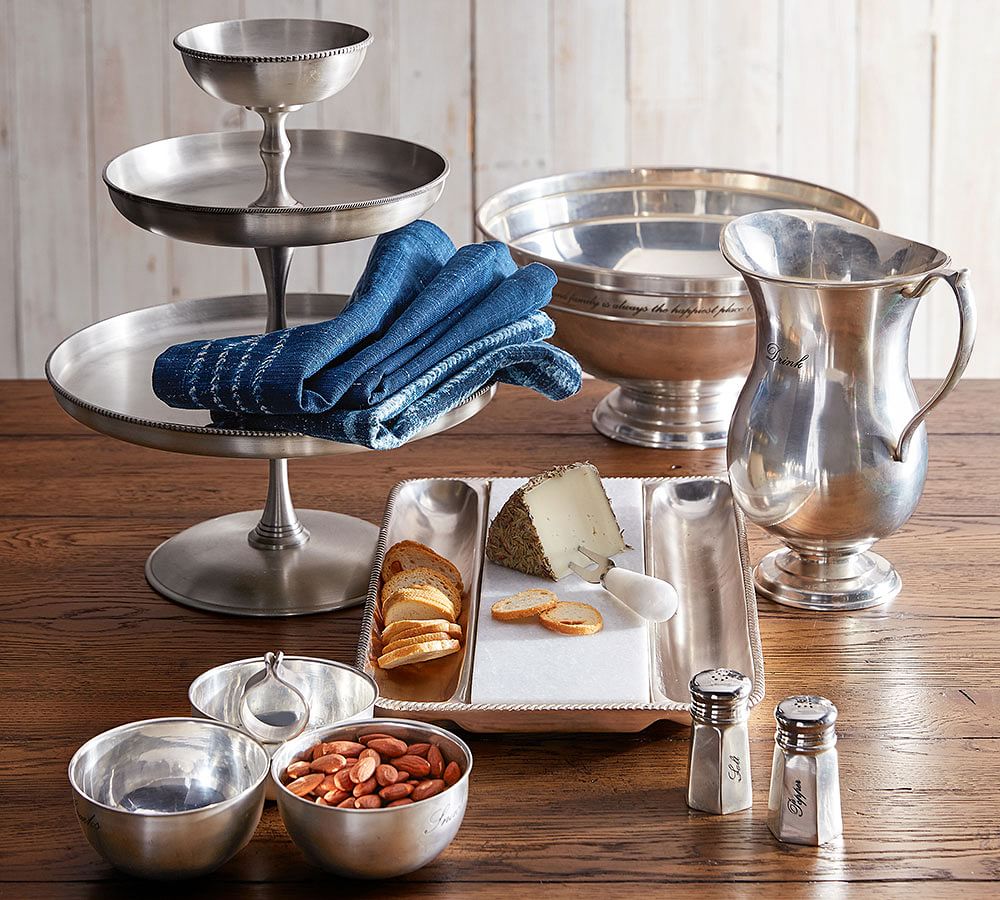 Antique Silver Round Tiered Stand Pottery Barn
