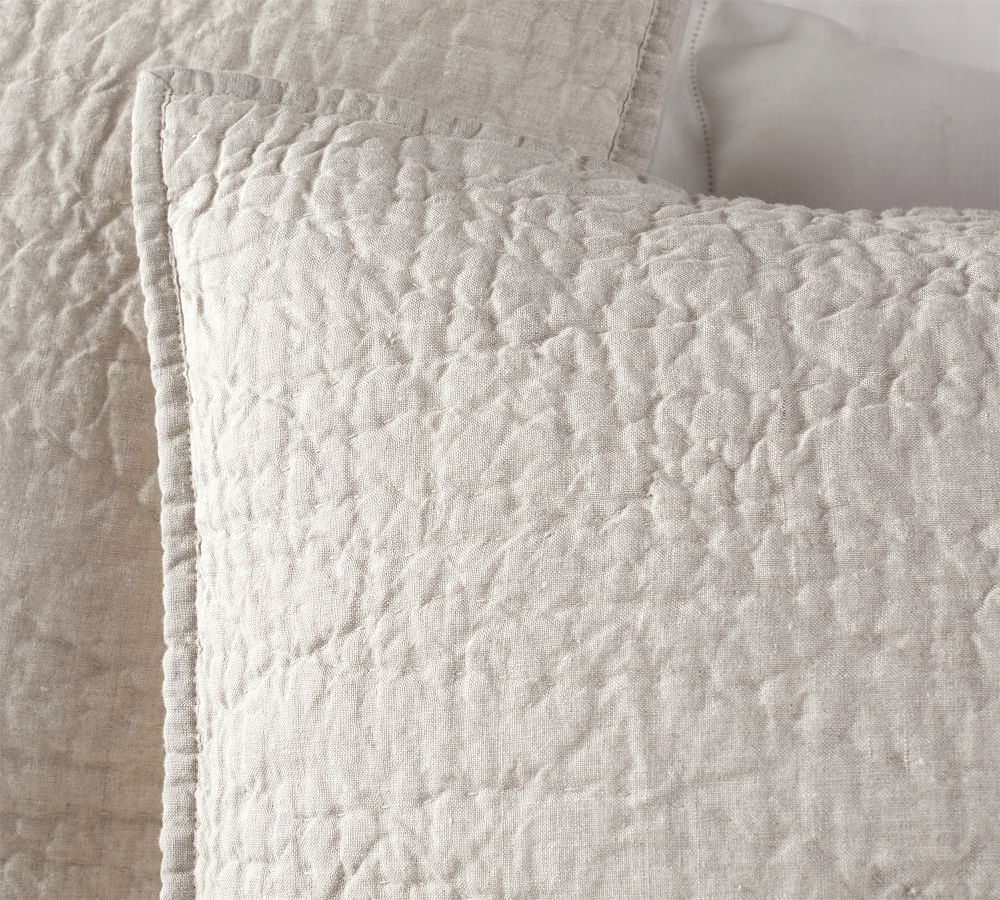 Belgian Flax Linen Hand Stitched Pillow Shams White Pottery Barn