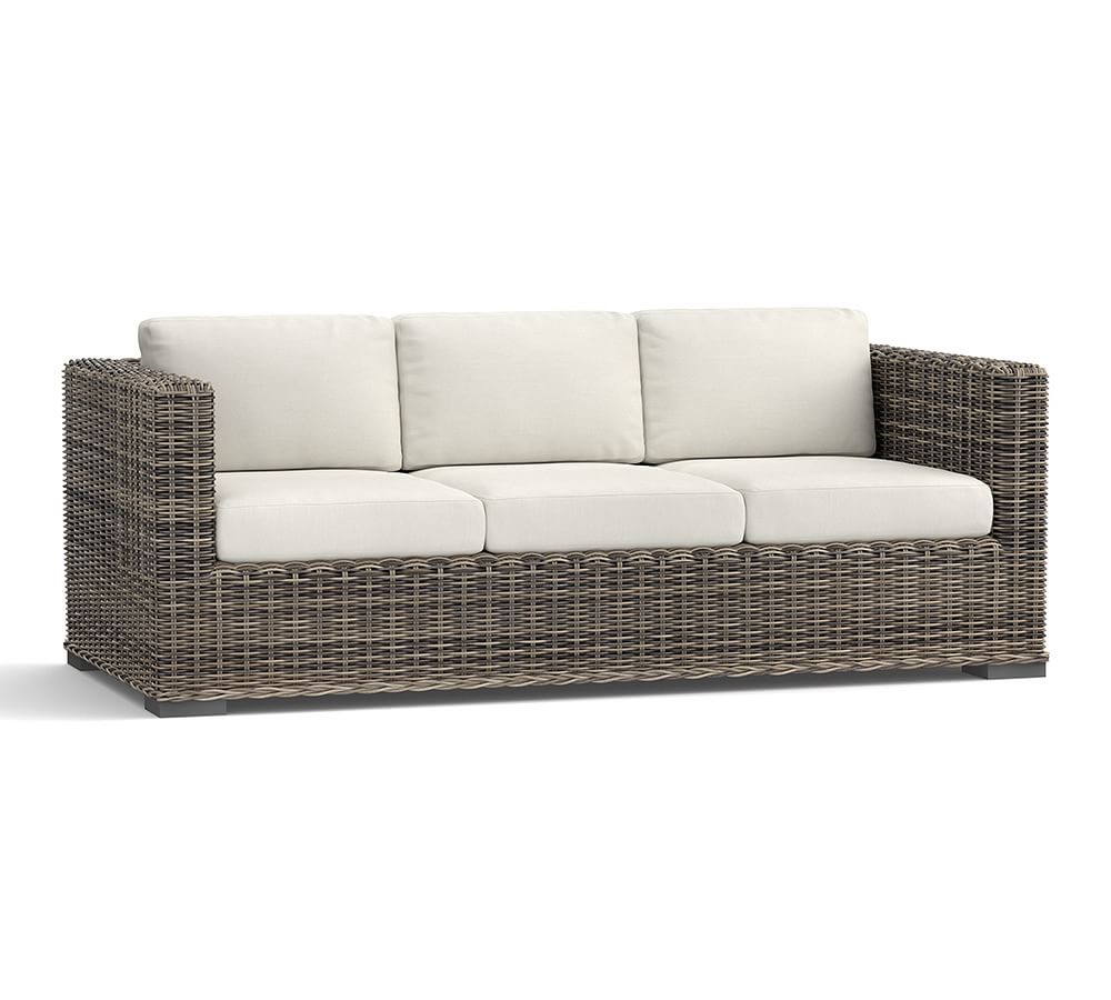 Huntington AllWeather Wicker Square Arm Outdoor Sofa Pottery Barn