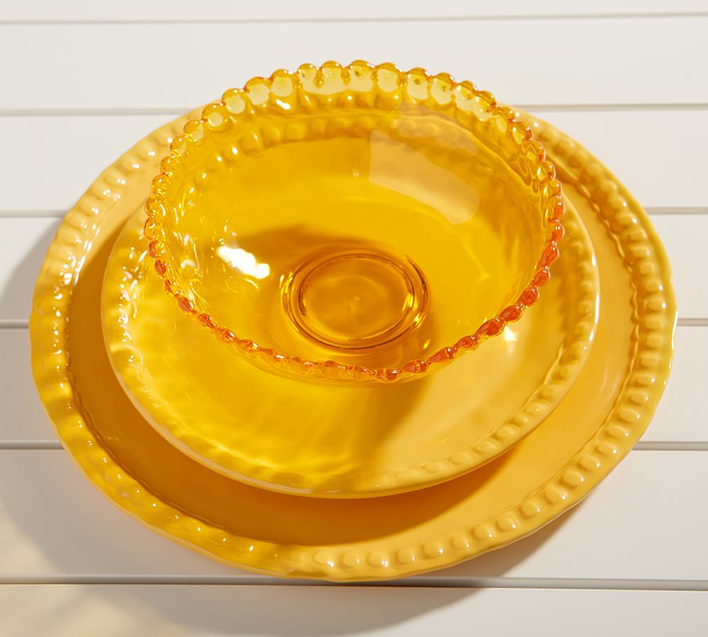 Beaded Outdoor Dinnerware, Yellow Pottery Barn