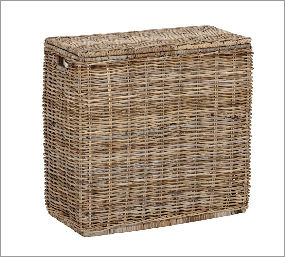 Brown Perry Divided Laundry Hamper & Liner Pottery Barn