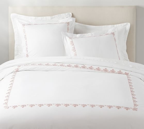 embroidered duvet cover white