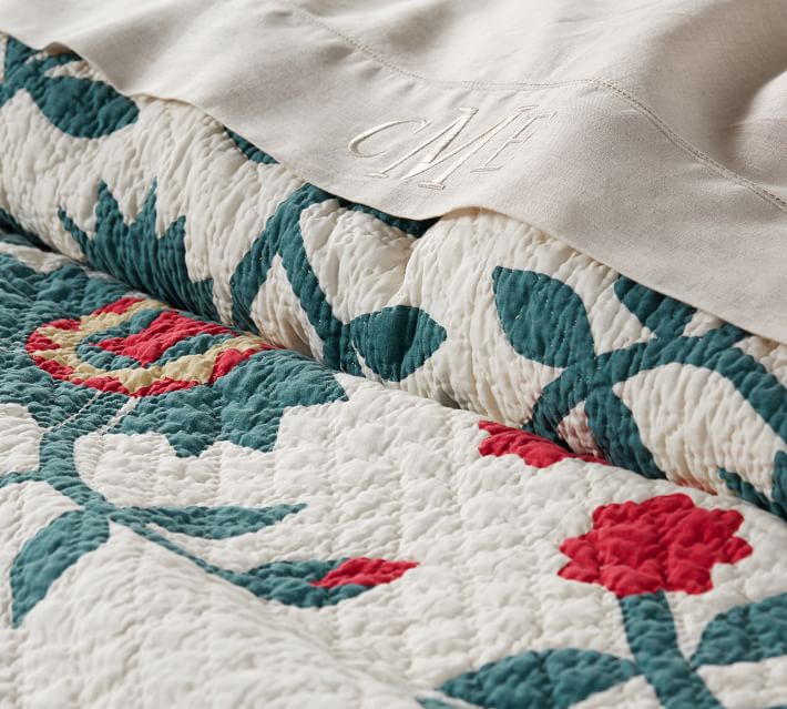 floral quilted throw