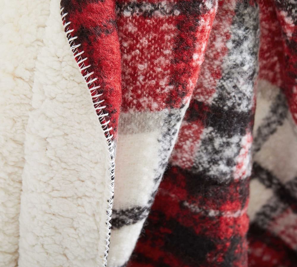 Lodge Plaid Sherpa Back Throws Pottery Barn