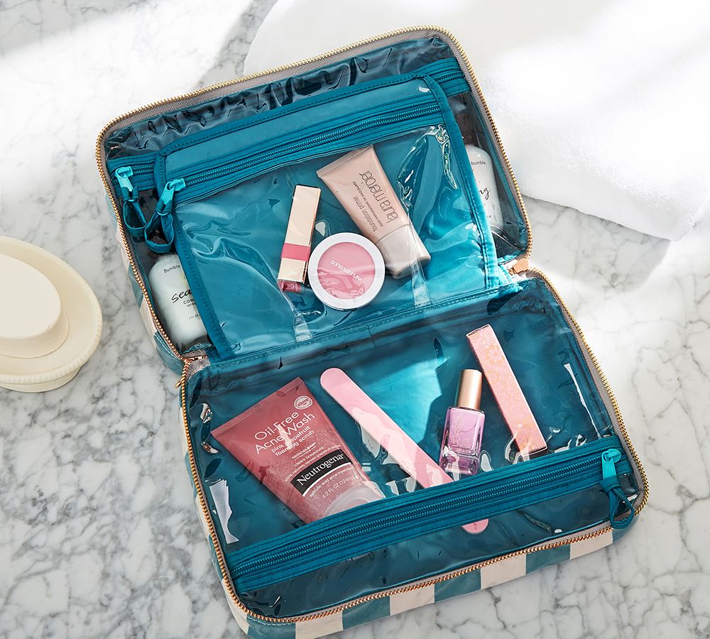 Peacock Stripe Ultimate Makeup Bag Pottery Barn