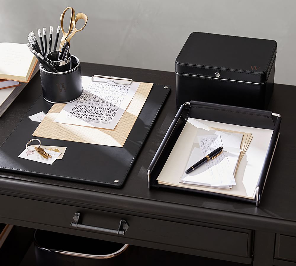 Drake Leather Paper Tray Pottery Barn