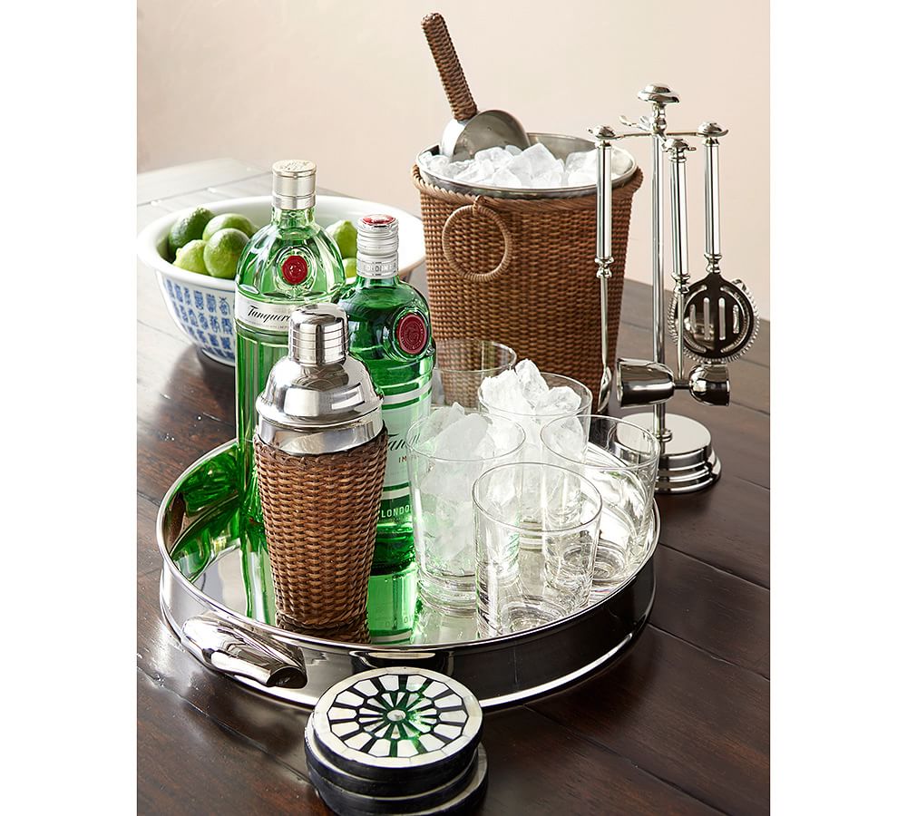 Obispo Woven Rattan Ice Bucket Bar Accessories Pottery Barn