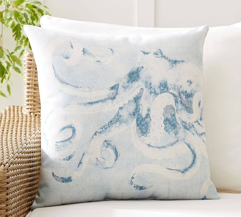 Pacific Octopus Printed Indoor/Outdoor Pillow Pottery Barn