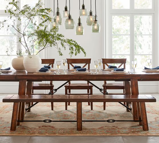 pottery barn table and bench