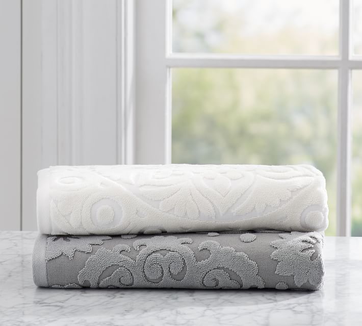 Cassia Sculpted Bath Towels Pottery Barn
