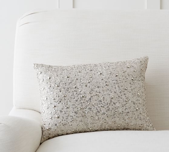 silver beaded pillow