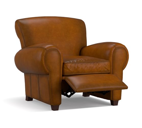 leather club chair recliner pottery barn