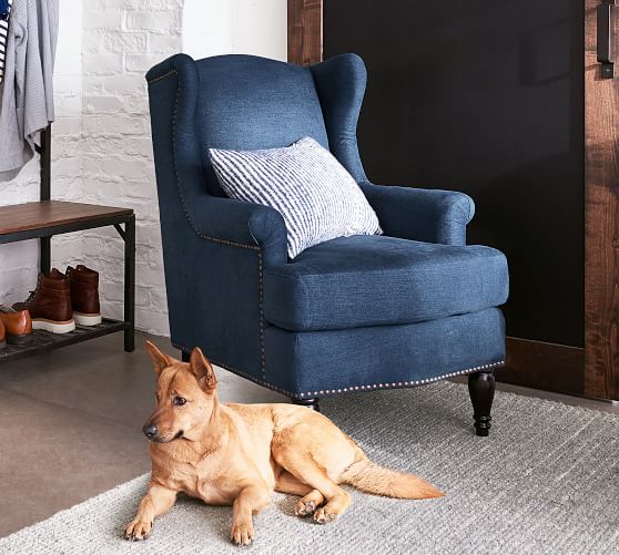 pottery barn blue chair