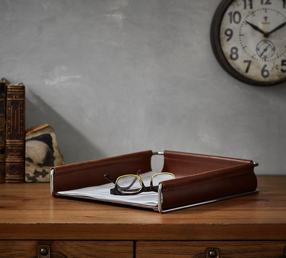 Drake Leather Paper Tray | Pottery Barn