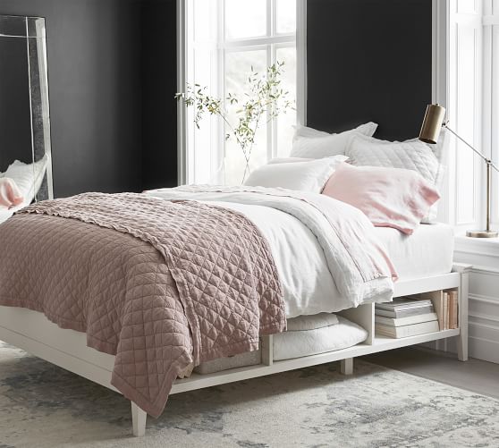 pottery barn queen bed with storage