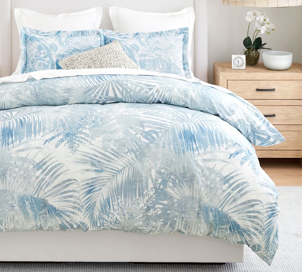 blue palm duvet cover