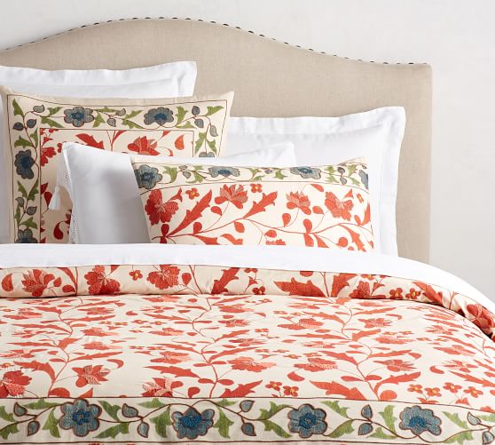 pottery barn embroidered duvet cover