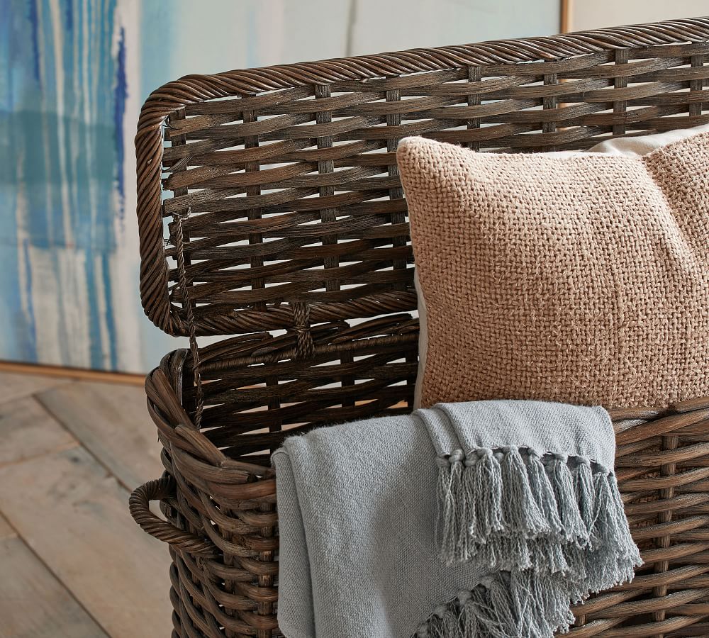 Aubrey Woven Oversized Lidded Storage Basket Charcoal Pottery Barn