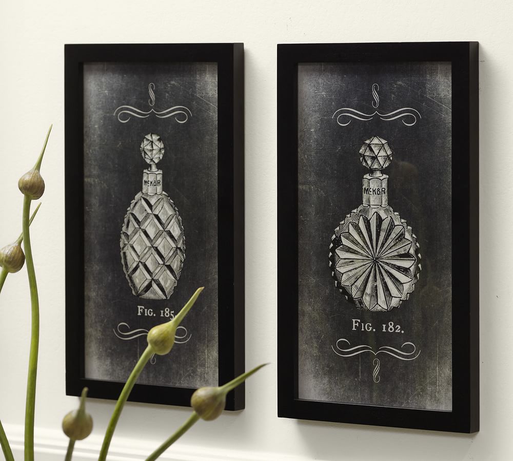Framed Vintage Perfume Bottle Prints, Set of 2 Wall Decor Pottery Barn