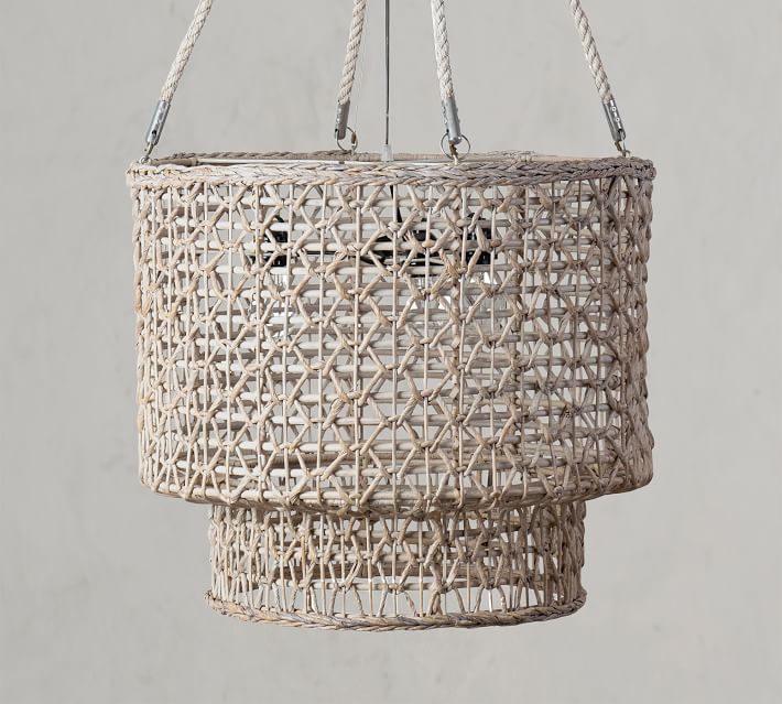 pottery barn rattan chandelier