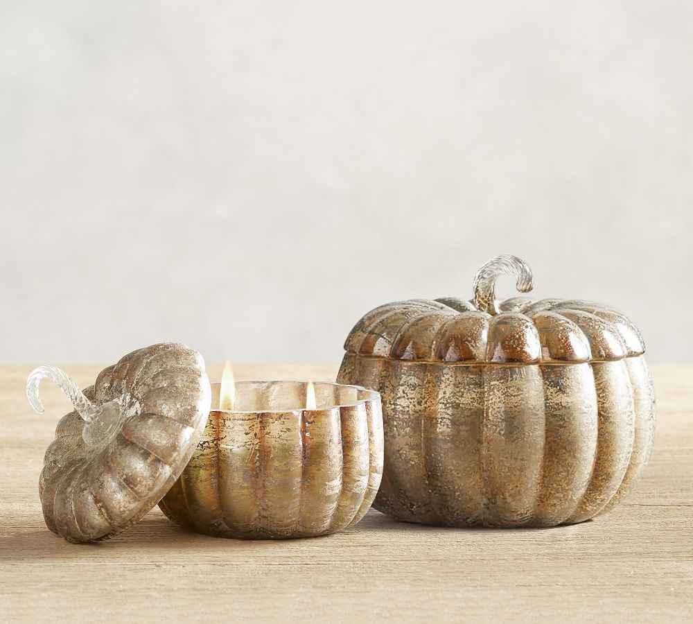 Mercury Glass Pumpkin Candle Harvest Spice Pottery Barn