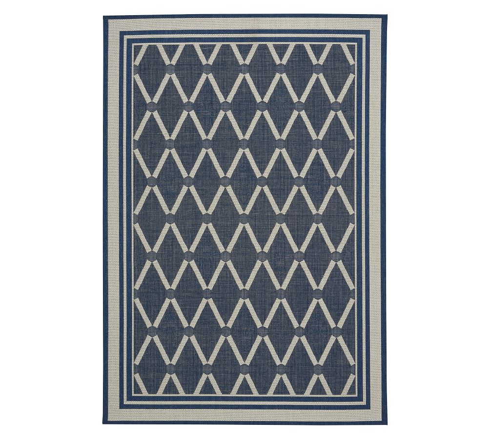 Navy Averill Synthetic Rug Patterned Rugs Pottery Barn