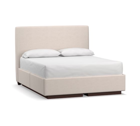 queen bed upholstered with storage