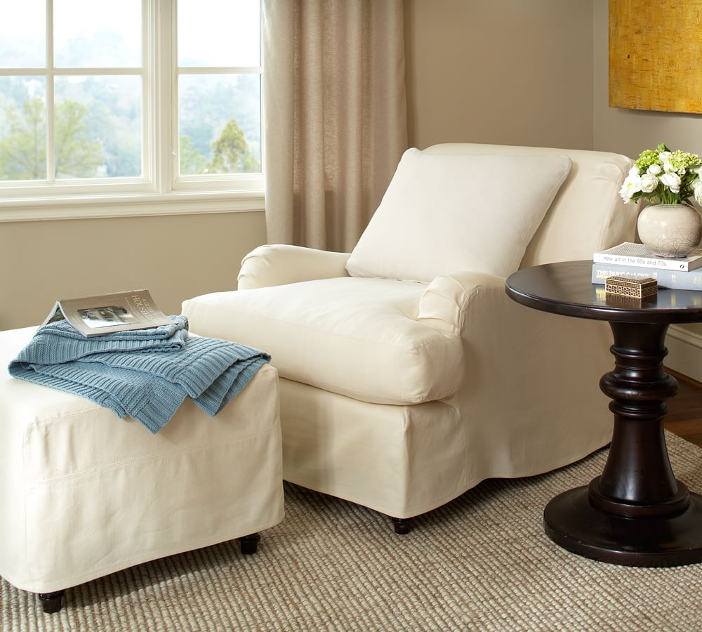 Carlisle Slipcovered Ottoman Pottery Barn