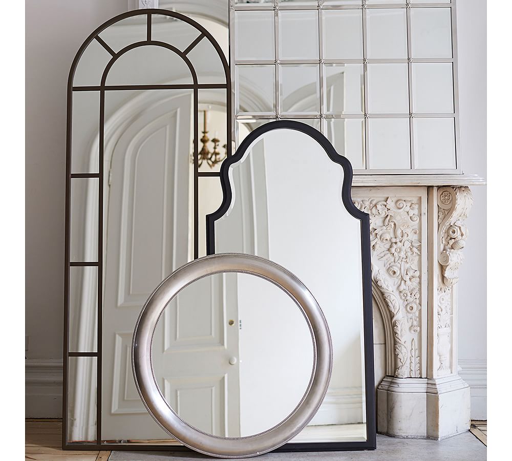 Distiller Metal Arch Paneled Floor Mirror 30 x 82" Pottery Barn