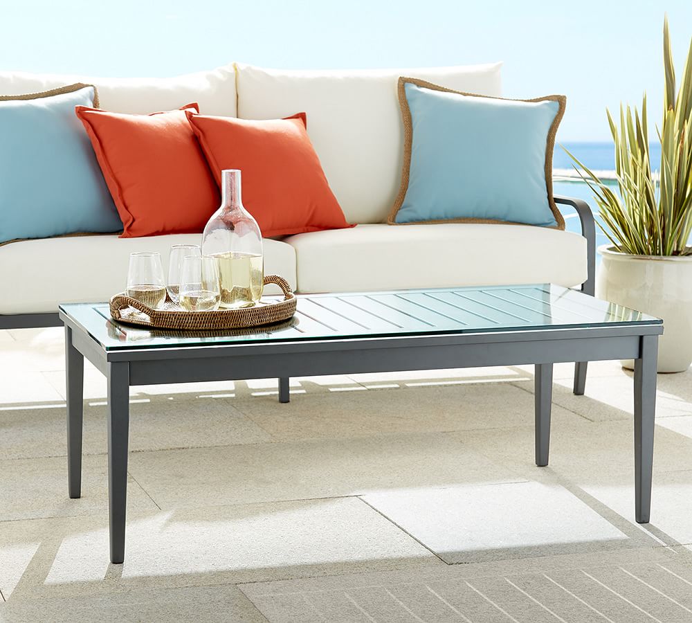 Campbell Outdoor Coffee Table with Glass Pottery Barn