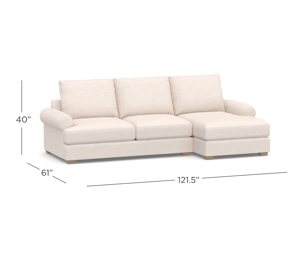 Canyon Roll Arm Upholstered Sofa Chaise Sectional | Pottery Barn