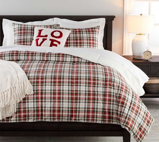 pottery barn plaid comforter