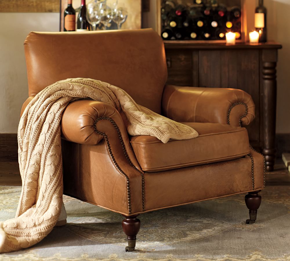 pottery barn leather chair sale