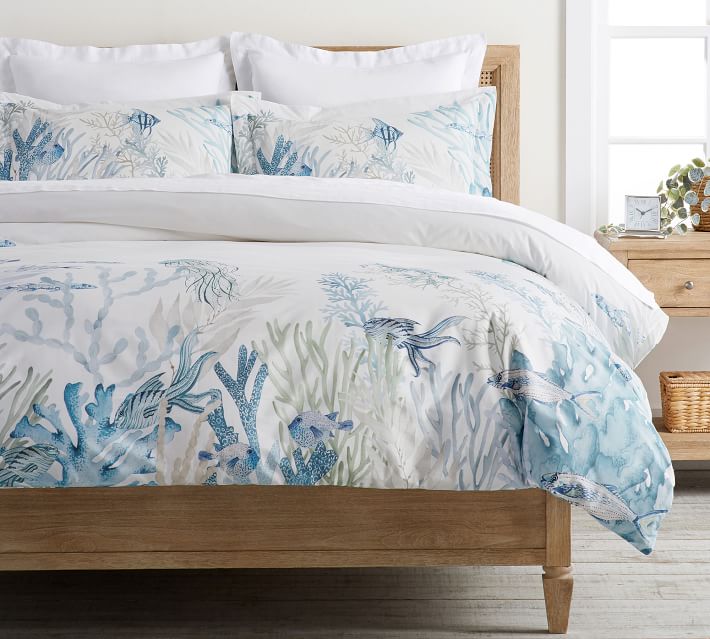 Under The Sea Organic Percale Duvet Cover | Pottery Barn