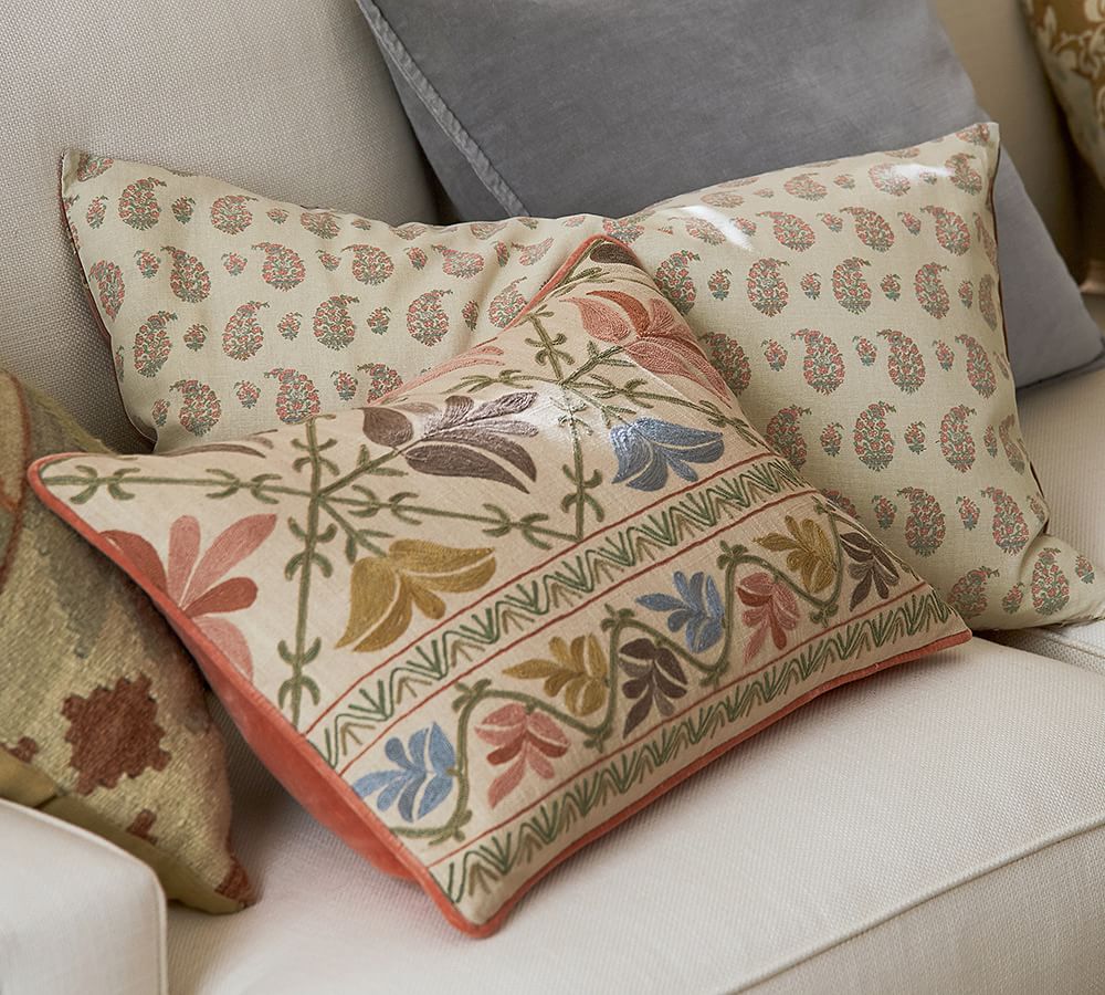 Orien Embroidered Decorative Pillow Cover | Pottery Barn