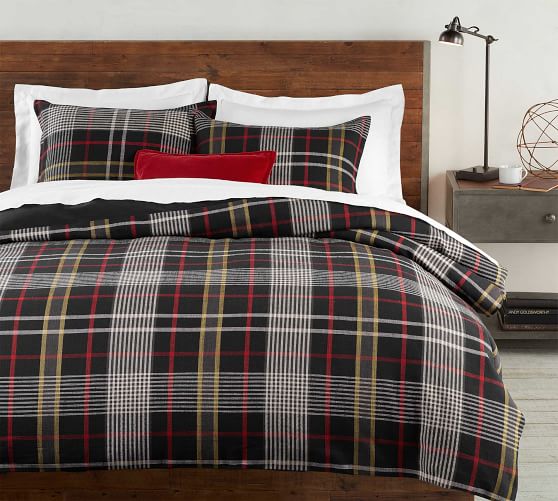 pottery barn plaid comforter