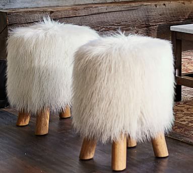 faux fur stool with wheels