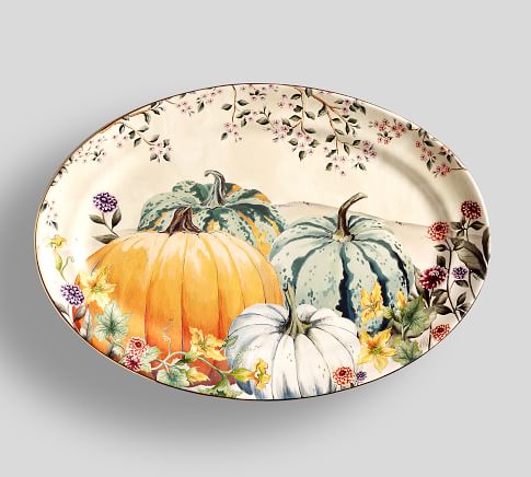 Botanical Harvest Turkey Stoneware Dinner Plates - Set of 4 | Pottery Barn