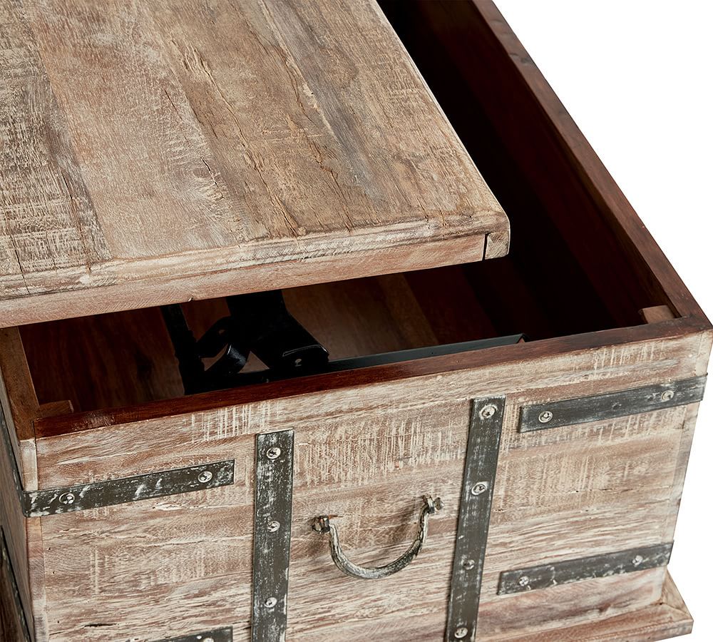 Kaplan Rectangular Reclaimed Wood LiftTop Coffee Table Pottery Barn