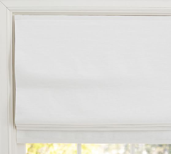 white linen roman blinds